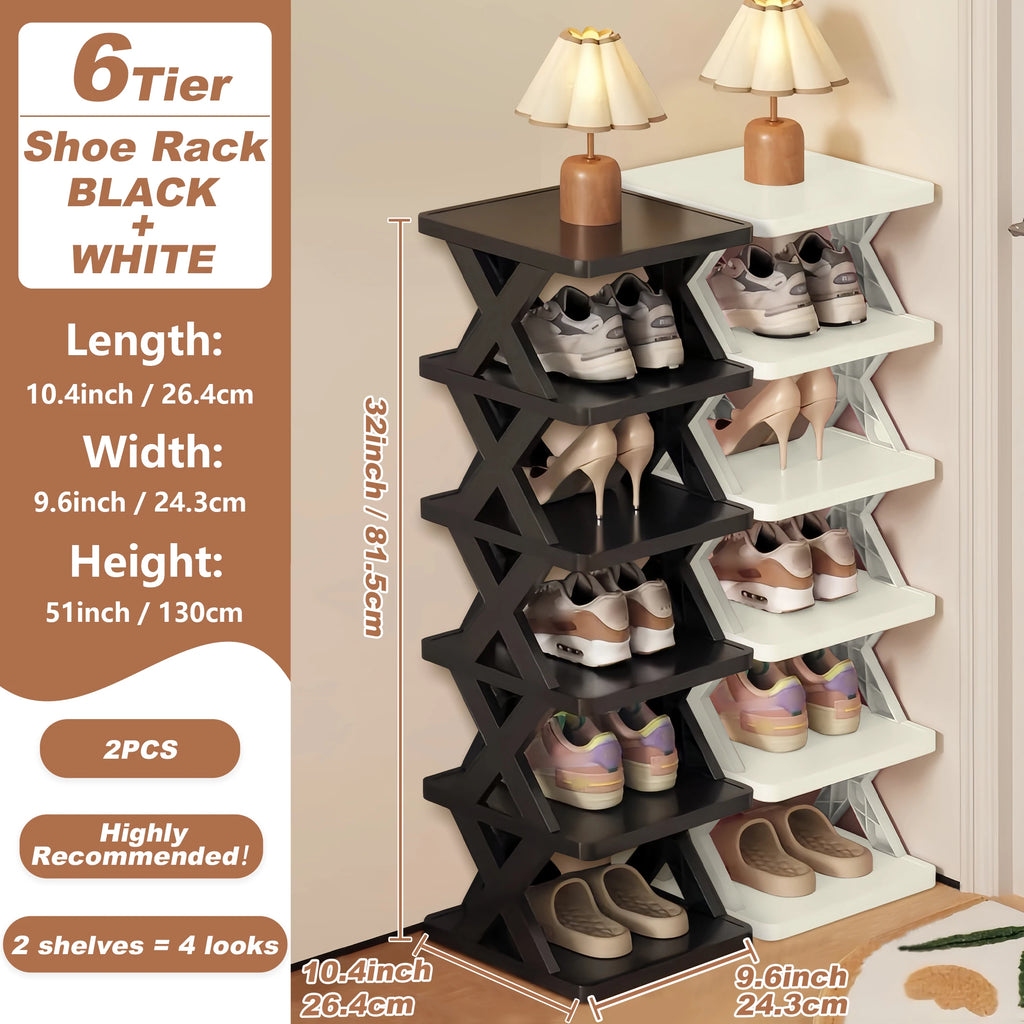Shoe Rack Storage Organizer, Black, White