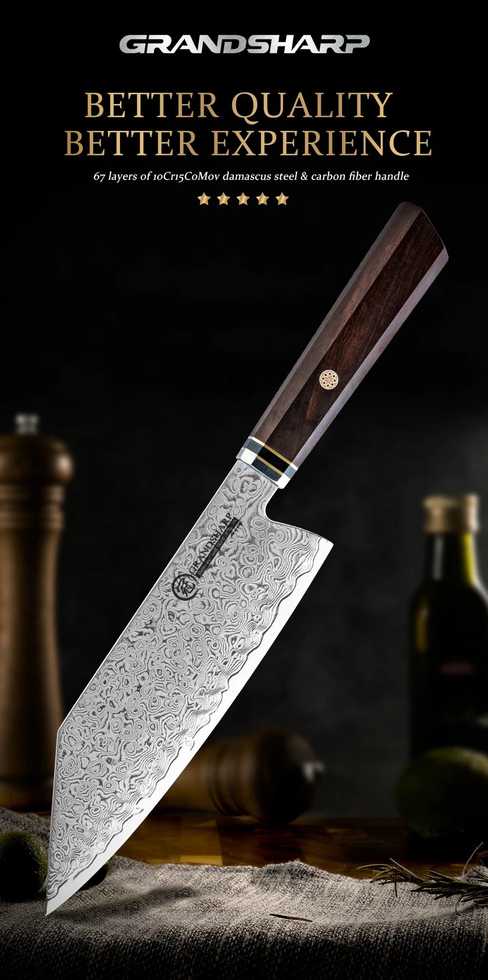 5.4” Bunka Knife 67 Layers Damascus Steel