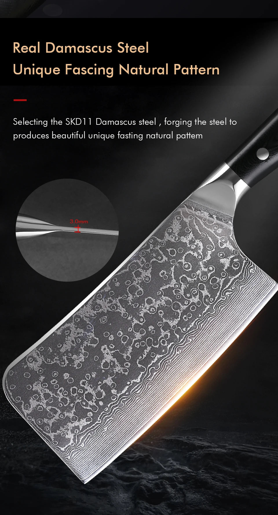 7" Bone Chopper Knife 67 Layers Japanese Damascus Steel