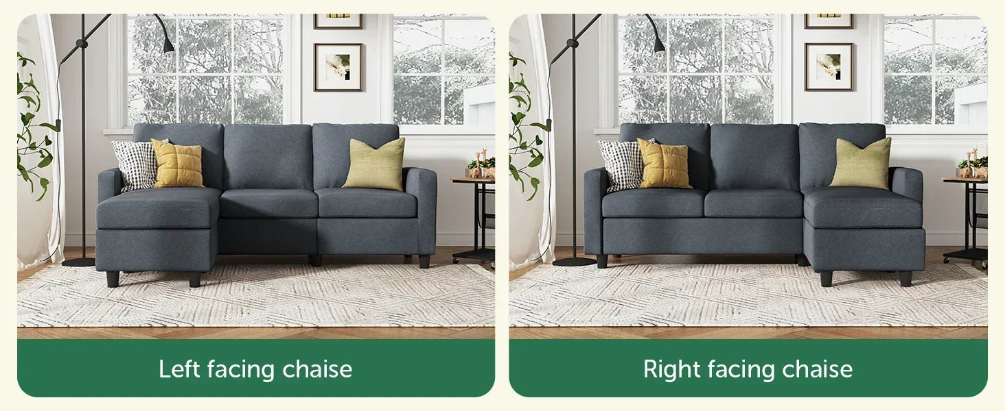 L Shaped Couch with Reversible Chaise.