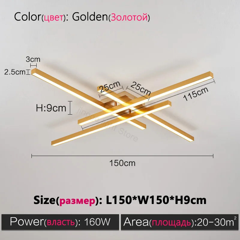 square led ceiling lamp, strip lights, black, white