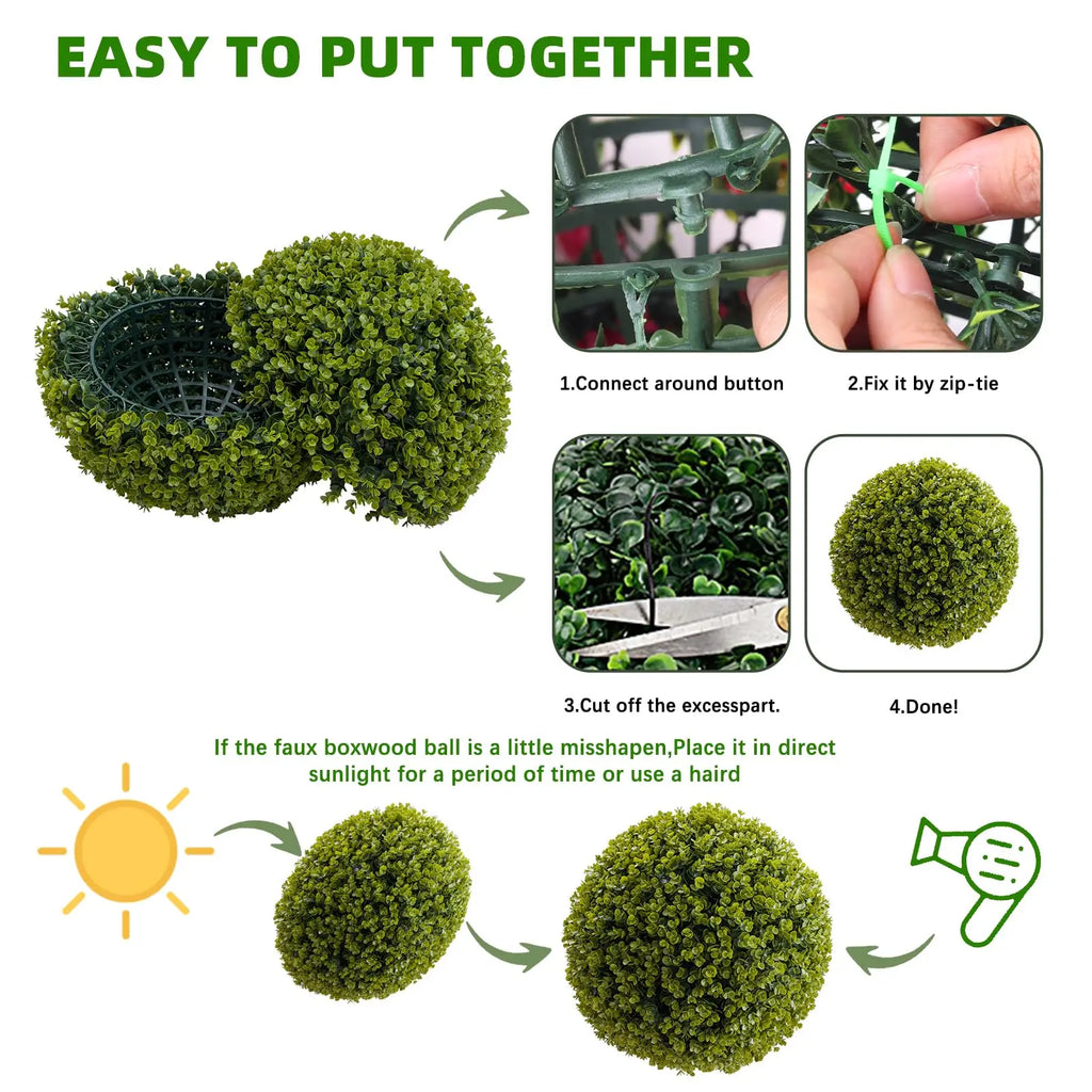 Topiary Balls, Artificial, Outdoor, Set of 2