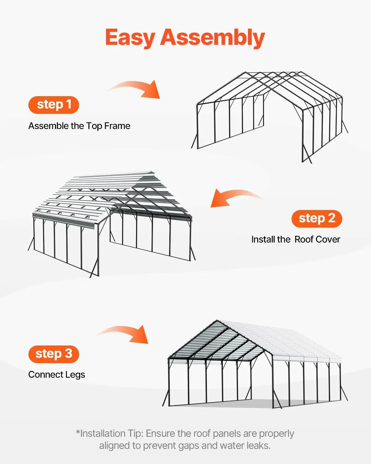20x24 ft Metal Carport, Removable PE Sidewalls