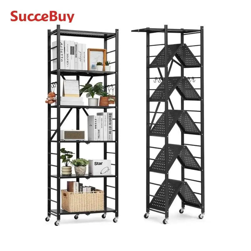 Portable Black Folding Metal Rack Shelving Unit