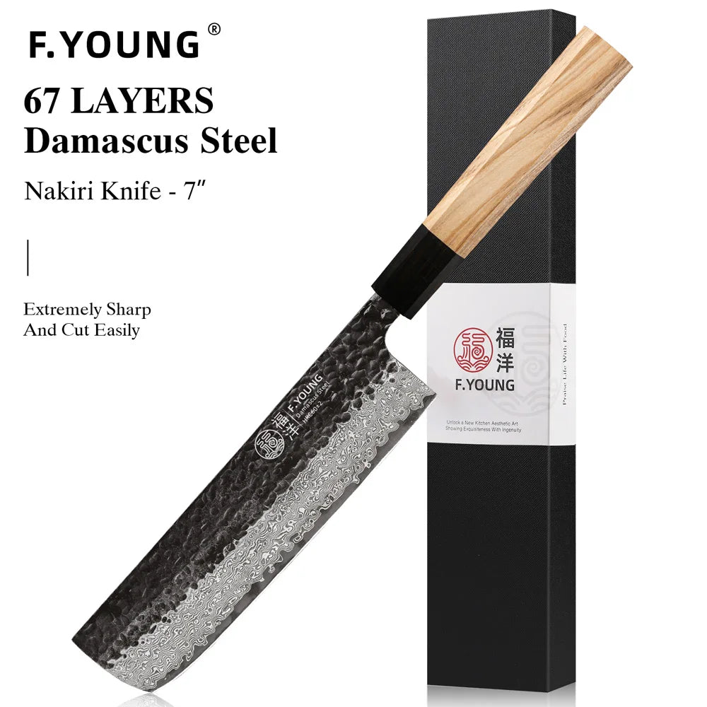 Damascus Steel Kitchen Knives, Japanese Hand Forged