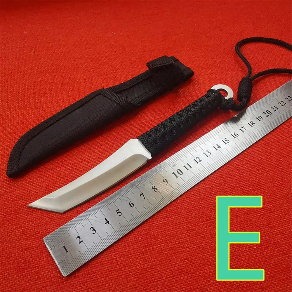 Hunting Knives, Black Blade, Rubberized Handle, Sheath