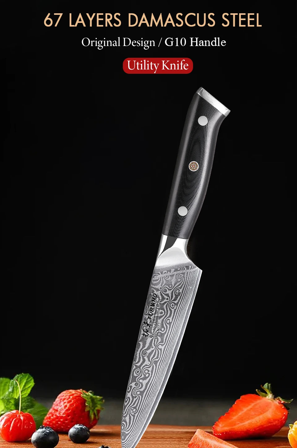 5" 67 Layer Damascus Steel Slicing, Paring Knife