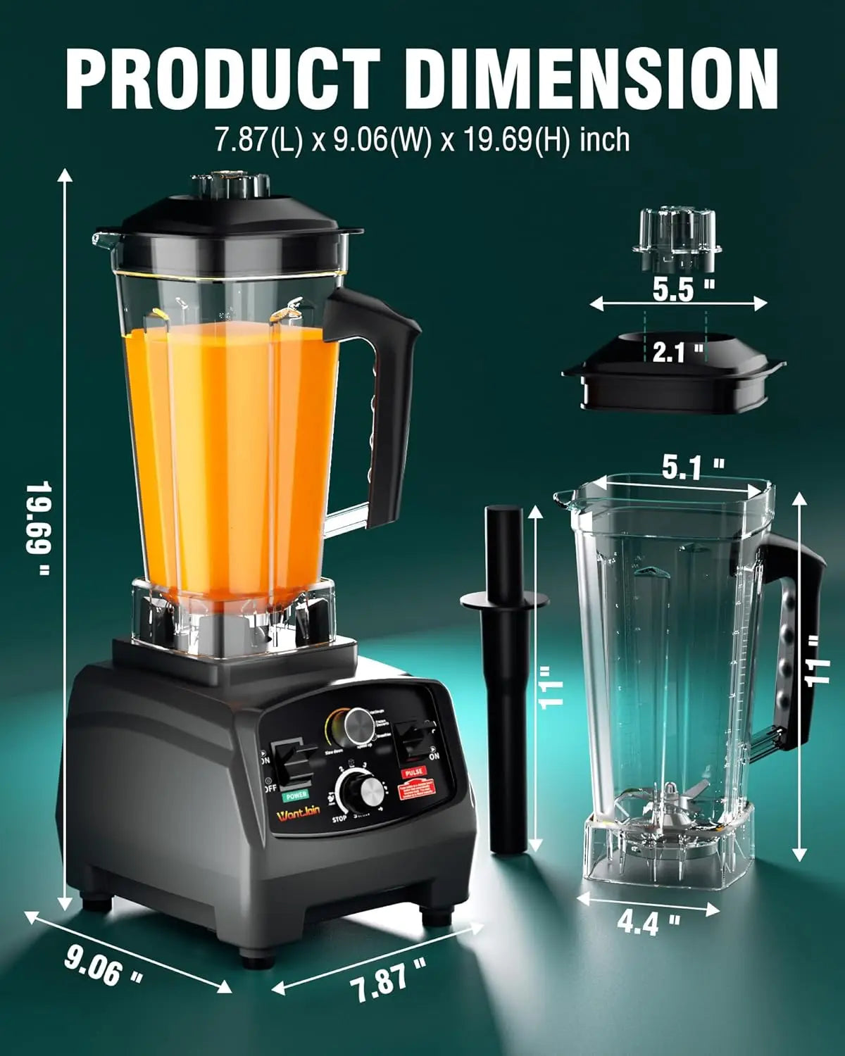 Commercial Blender Max 1800W High Power with Timer