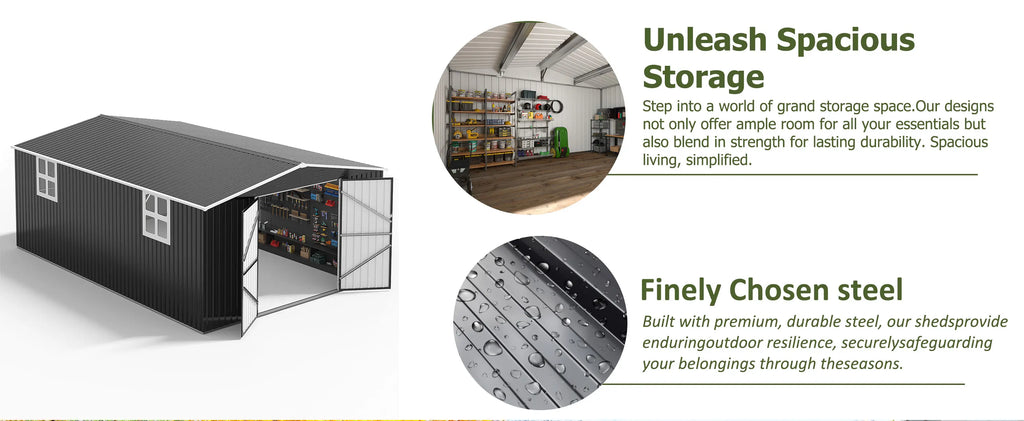 10x10~12x18FT Outdoor Metal Storage Shed w/ Lockable Door