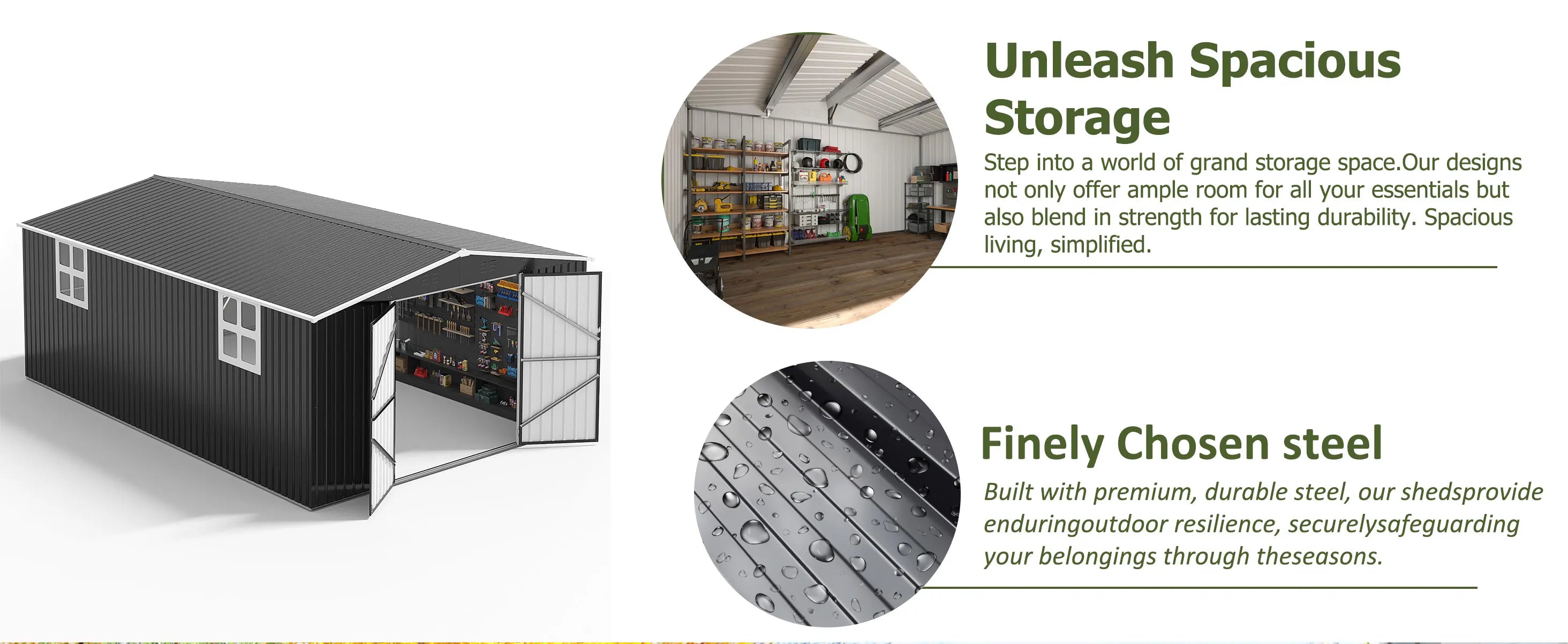 10x10~12x18FT Outdoor Metal Storage Shed w/ Lockable Door