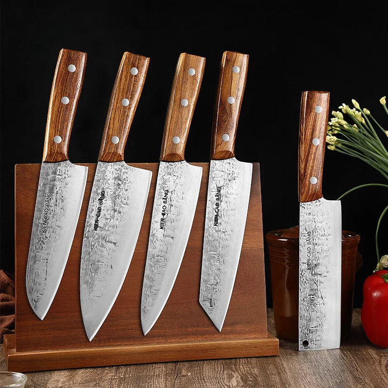 1-5pcs Japanese Kitchen Knives Set Stainless Steel Forged