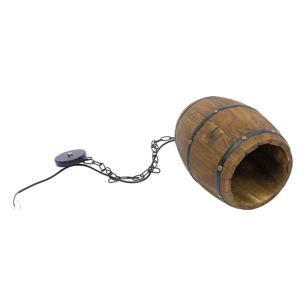 Wood Wine Barrel Pendant Light, Industrial Ceiling Lamp