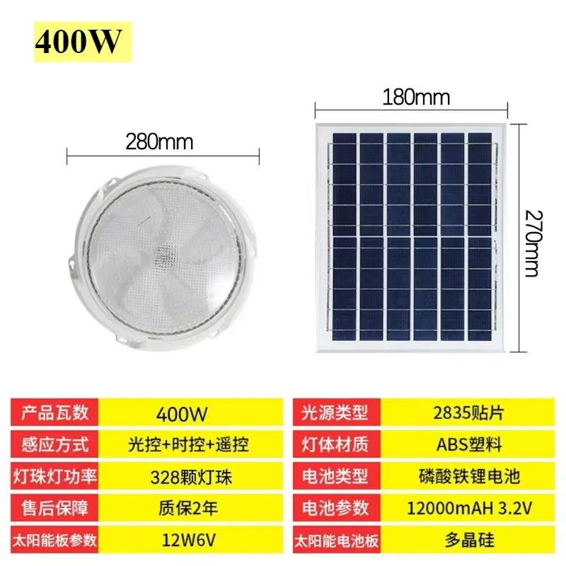 Solar Ceiling Light, Outdoor Indoor, Remote Control