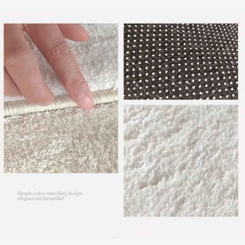 Fluffy, Soft, Plush Rugs, Black, White Lines, Washable