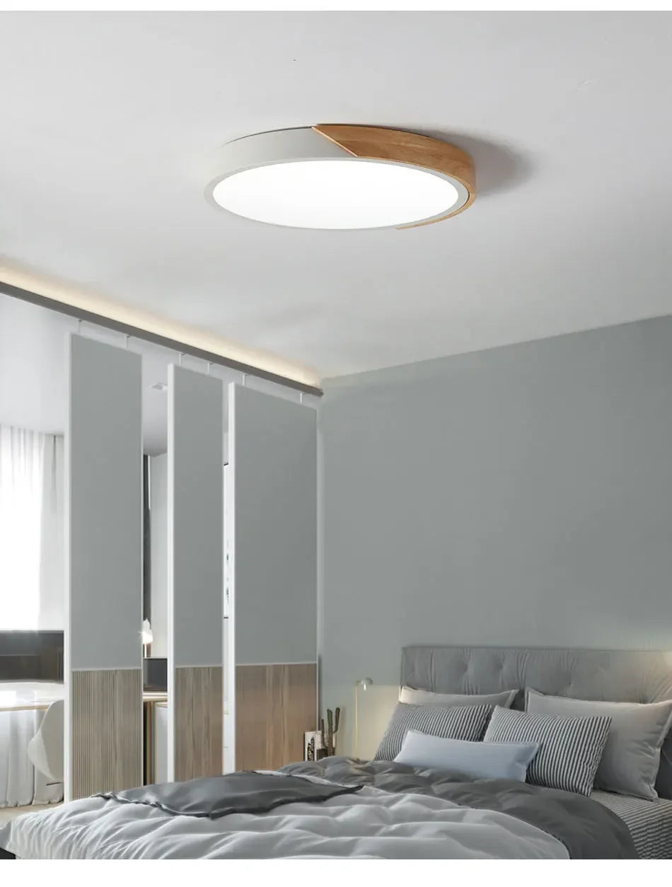 LED Ceiling Light, Wood Plus Multicolors