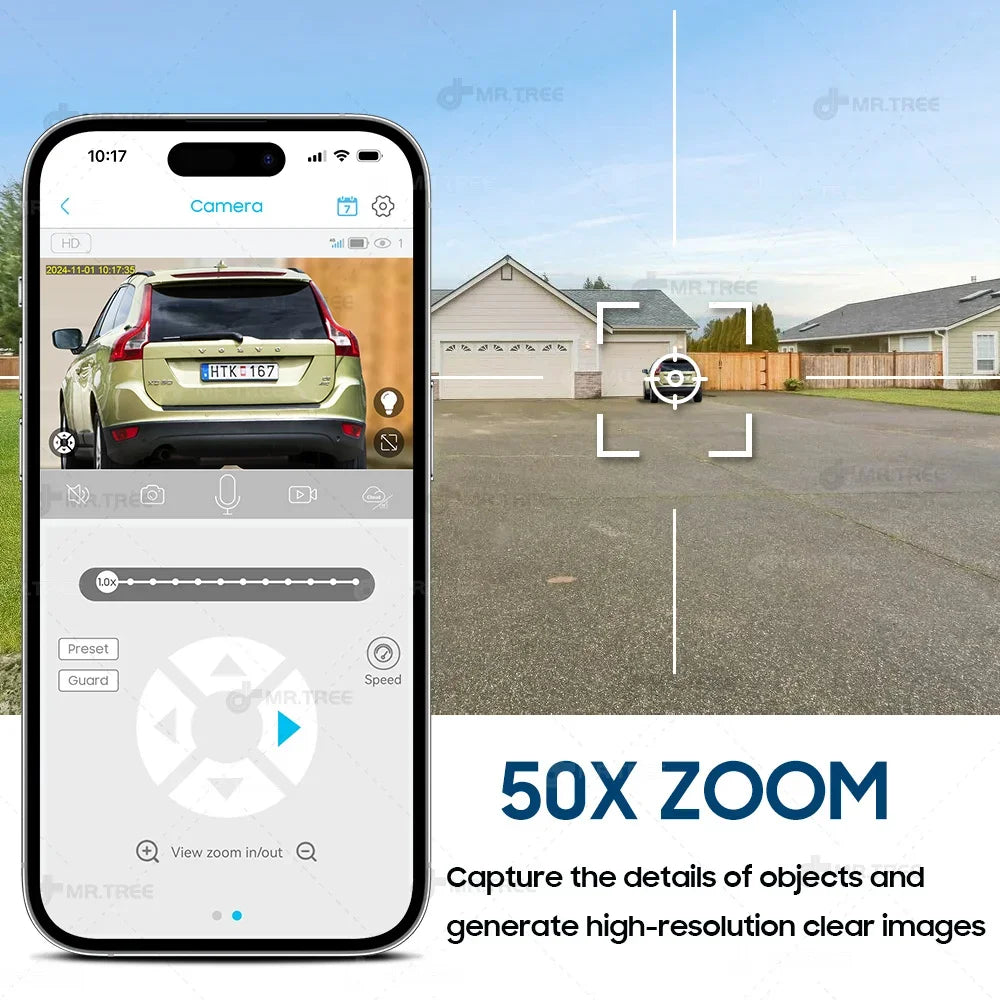 Solar Outdoor Surveillance Camera, 50X Zoom, Humanoid Tracking
