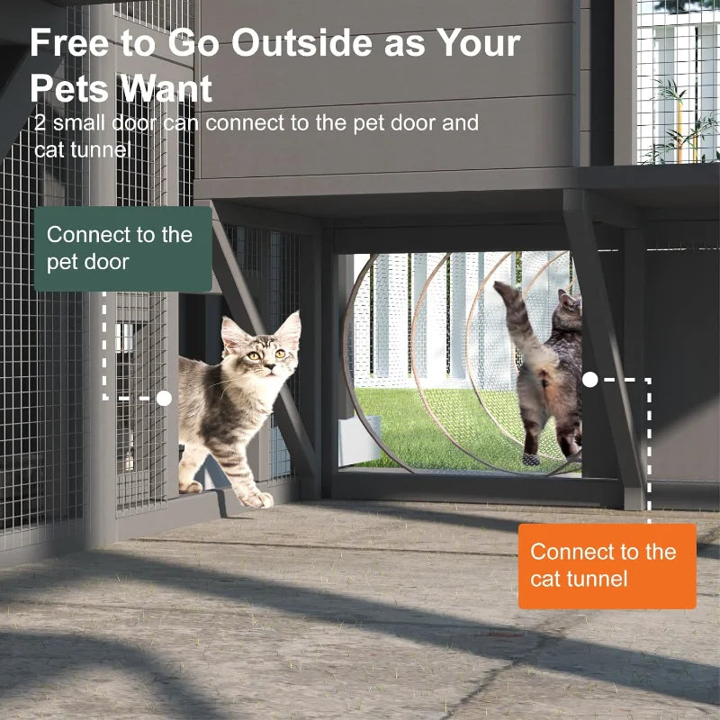 Walk in Cat Cage with Waterproof Cover and Sunshine Panel