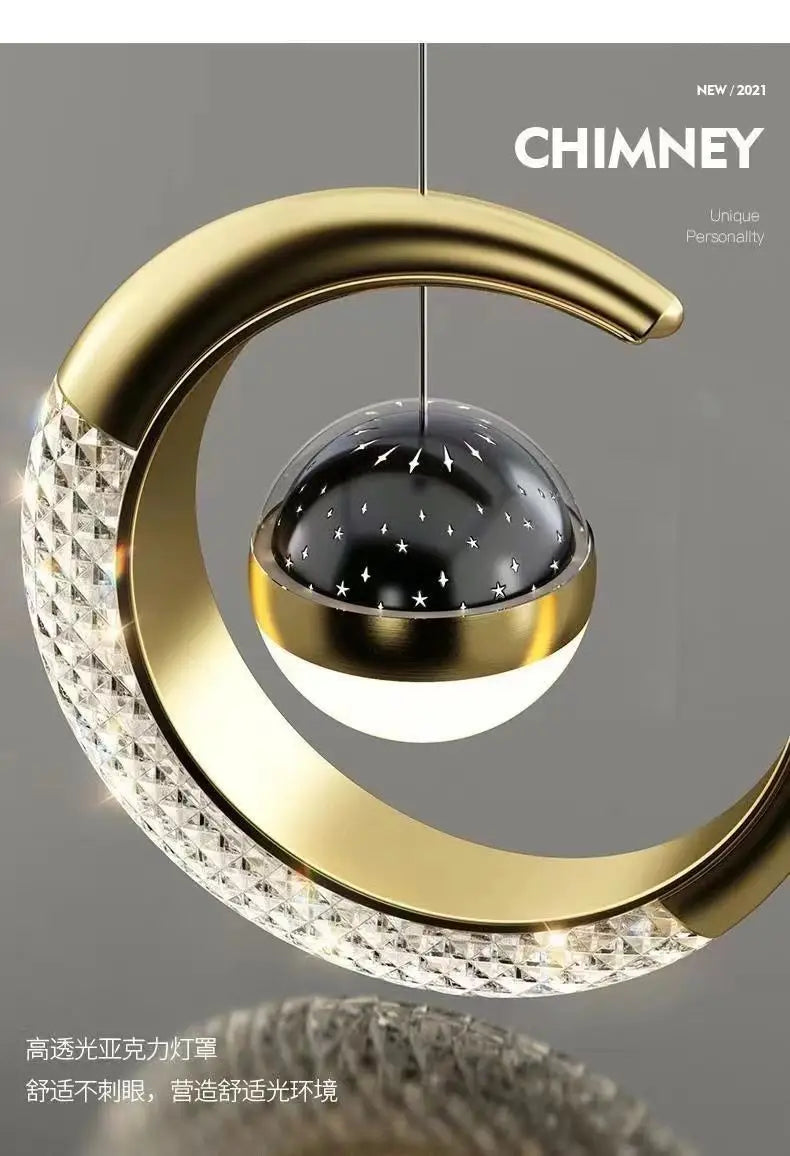 Starry Sky Projection Style Circular Led Pendant Light