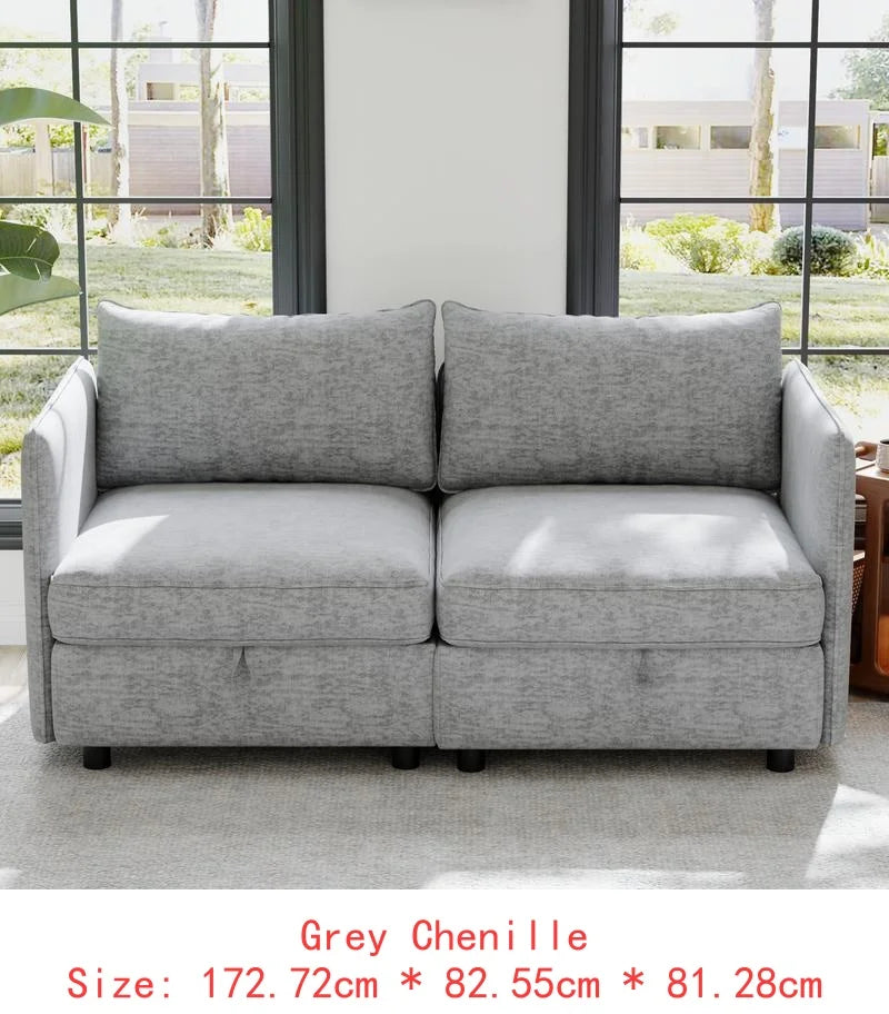 Sectional Sofa with Storage, Flexible Fabric Sleeper