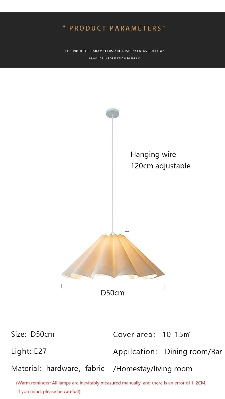 Fabric Led Chandelier Pendant Lamp, Adjustable Cord