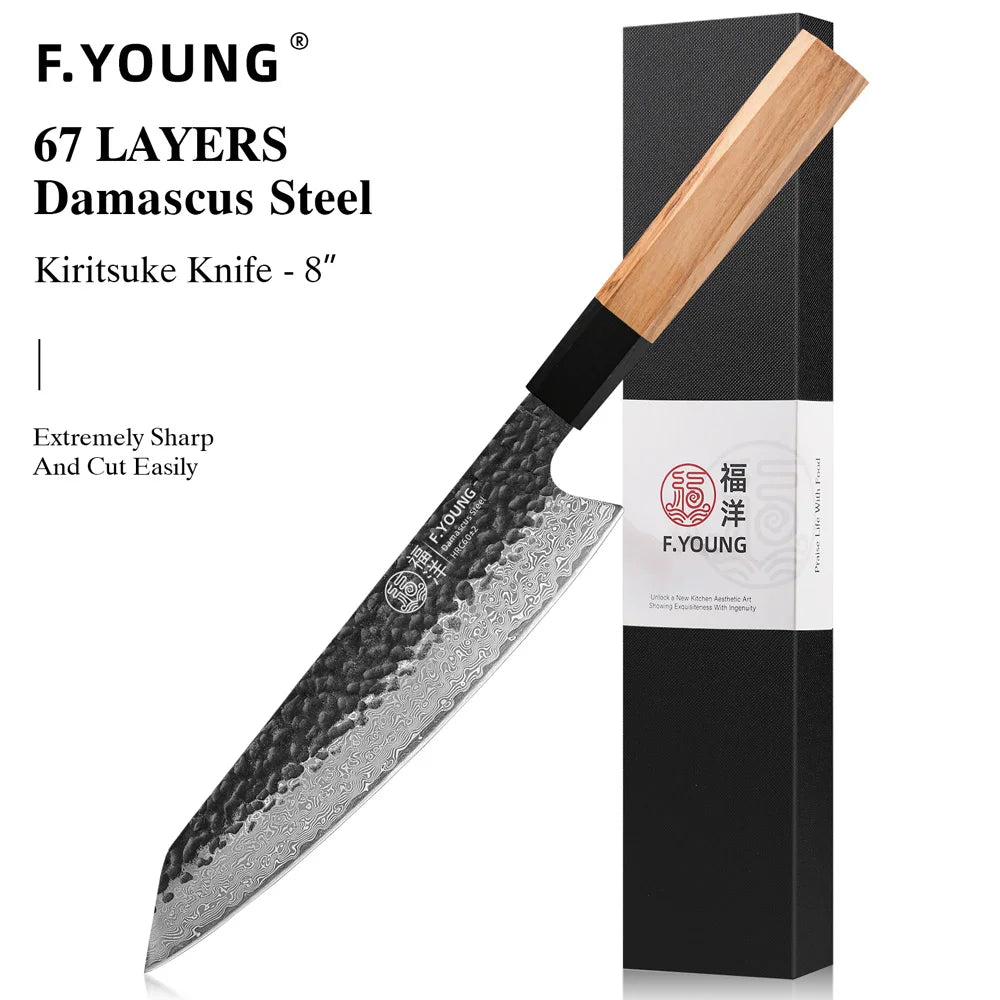 Damascus Steel Kitchen Knives, Japanese Hand Forged