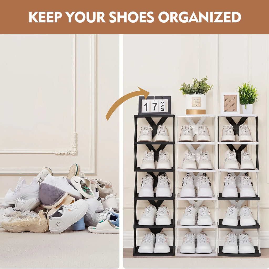 Shoe Rack Storage Organizer, Black, White