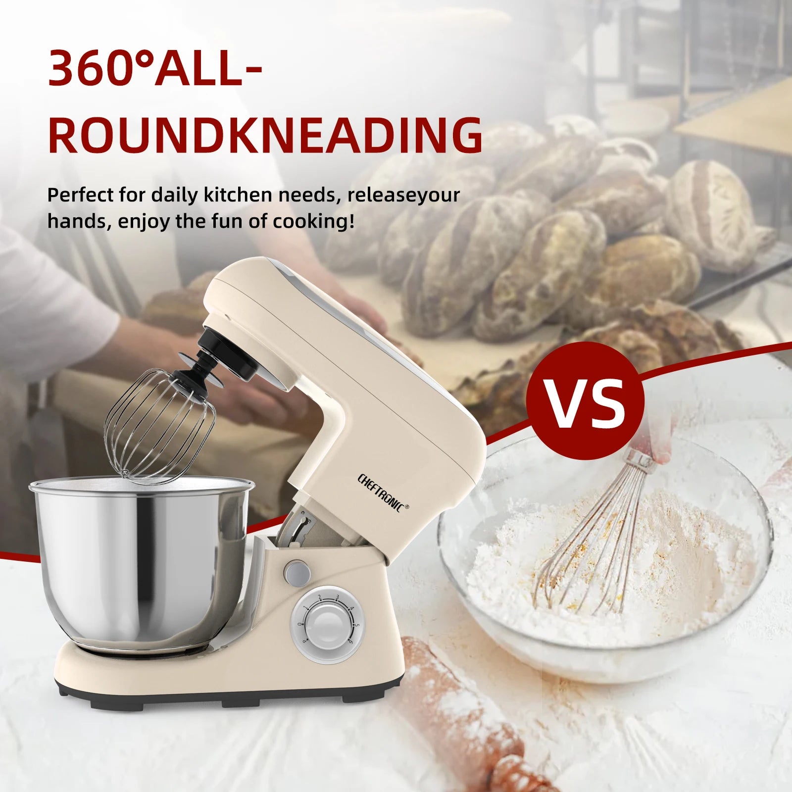 5Qt Stand Mixer, 6+P Speed, Food, Butter Beater