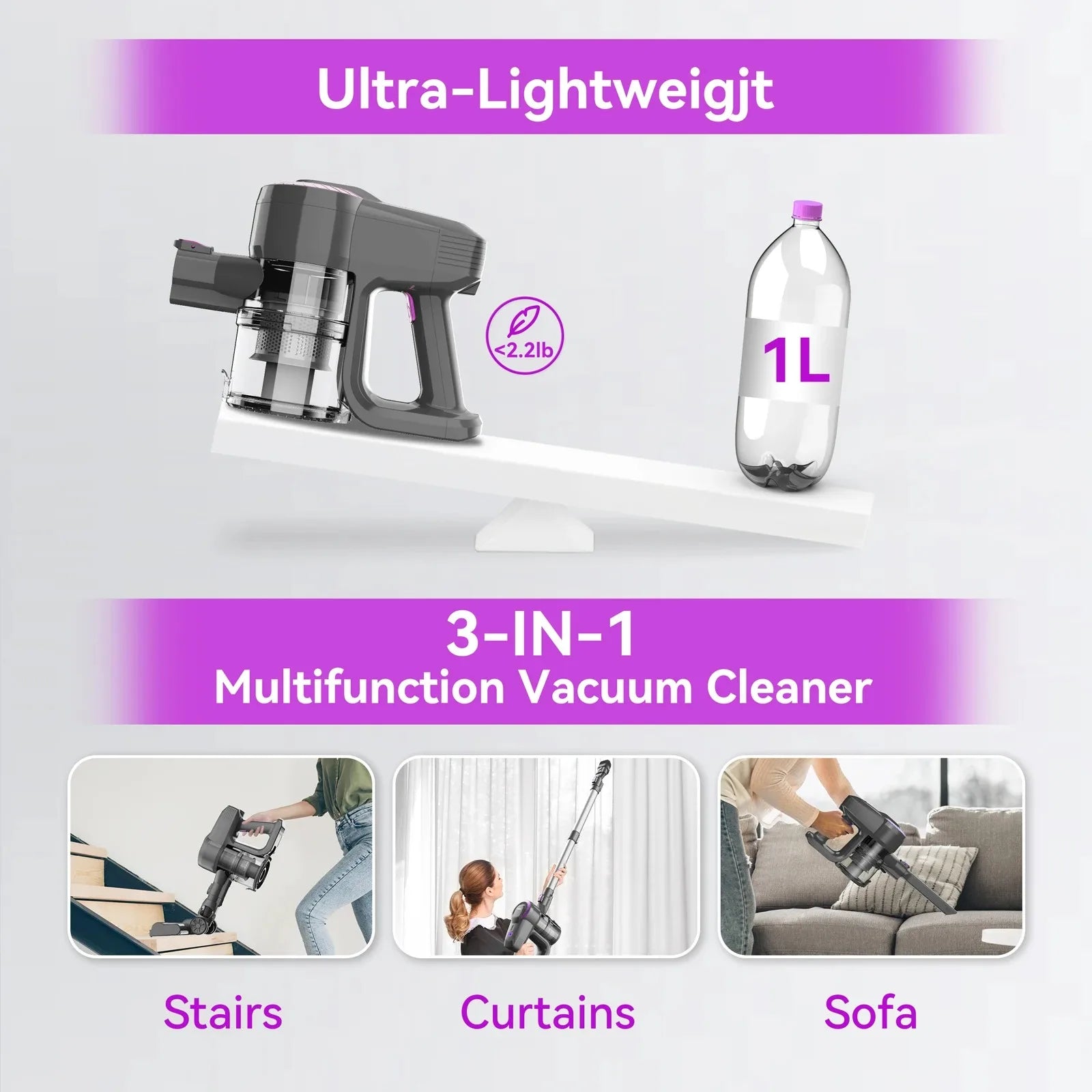 Cordless Lightweight Stick Handheld Vacuum Cleaner
