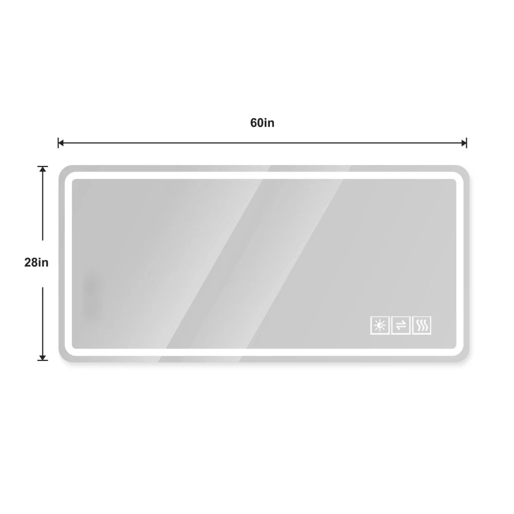 28x60" LED Bathroom wall mirror, Anti-Fog, Dimmable