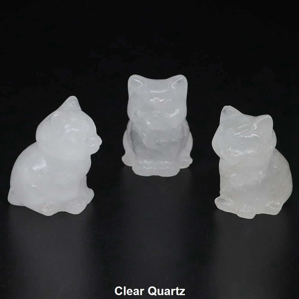 1.2" Mini Hand Carved Animal Kitty Figurine