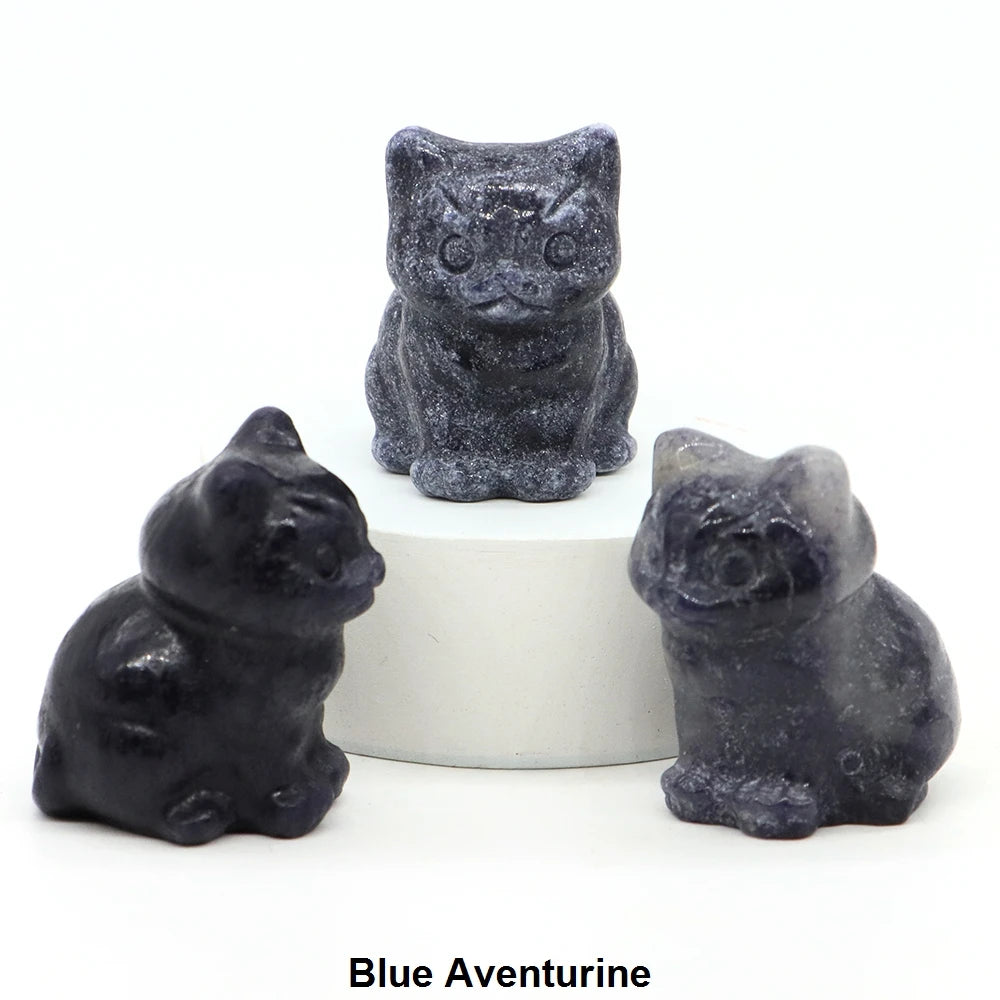 1.2" Mini Hand Carved Animal Kitty Figurine