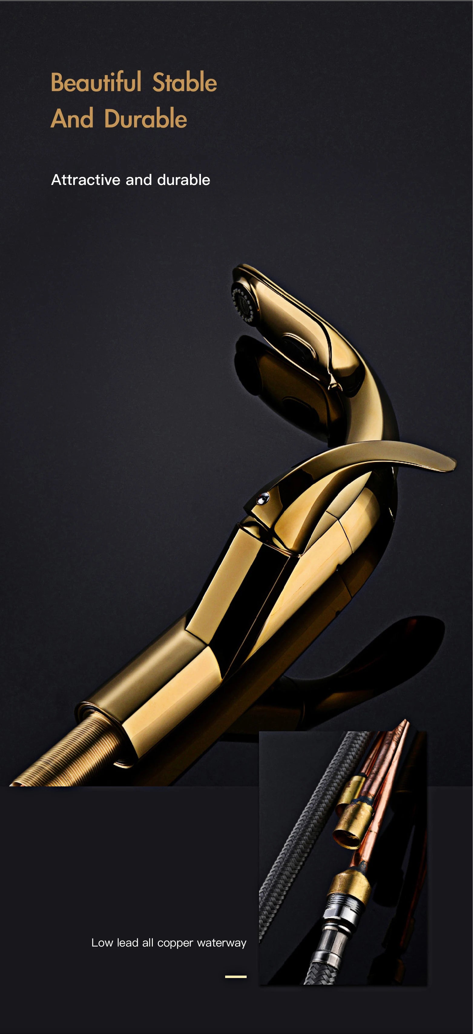 gold kitchen faucet, pull-out, 2 function Sprayer