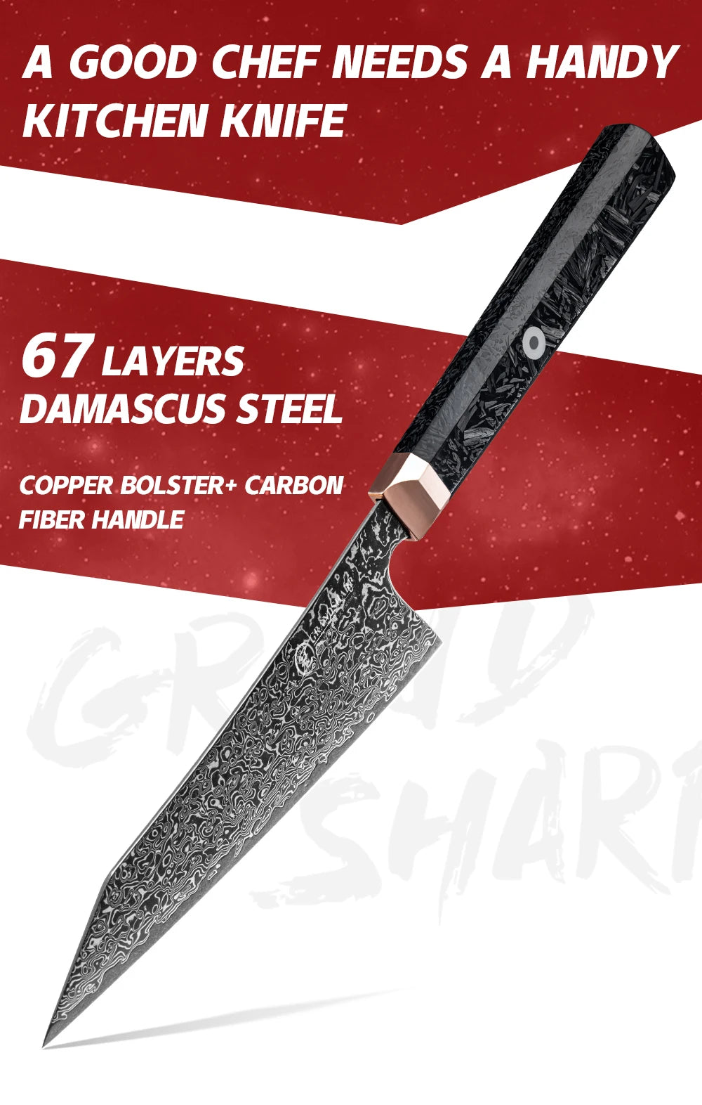 5.4"Bunka Knife 67 layers Damascus Steel