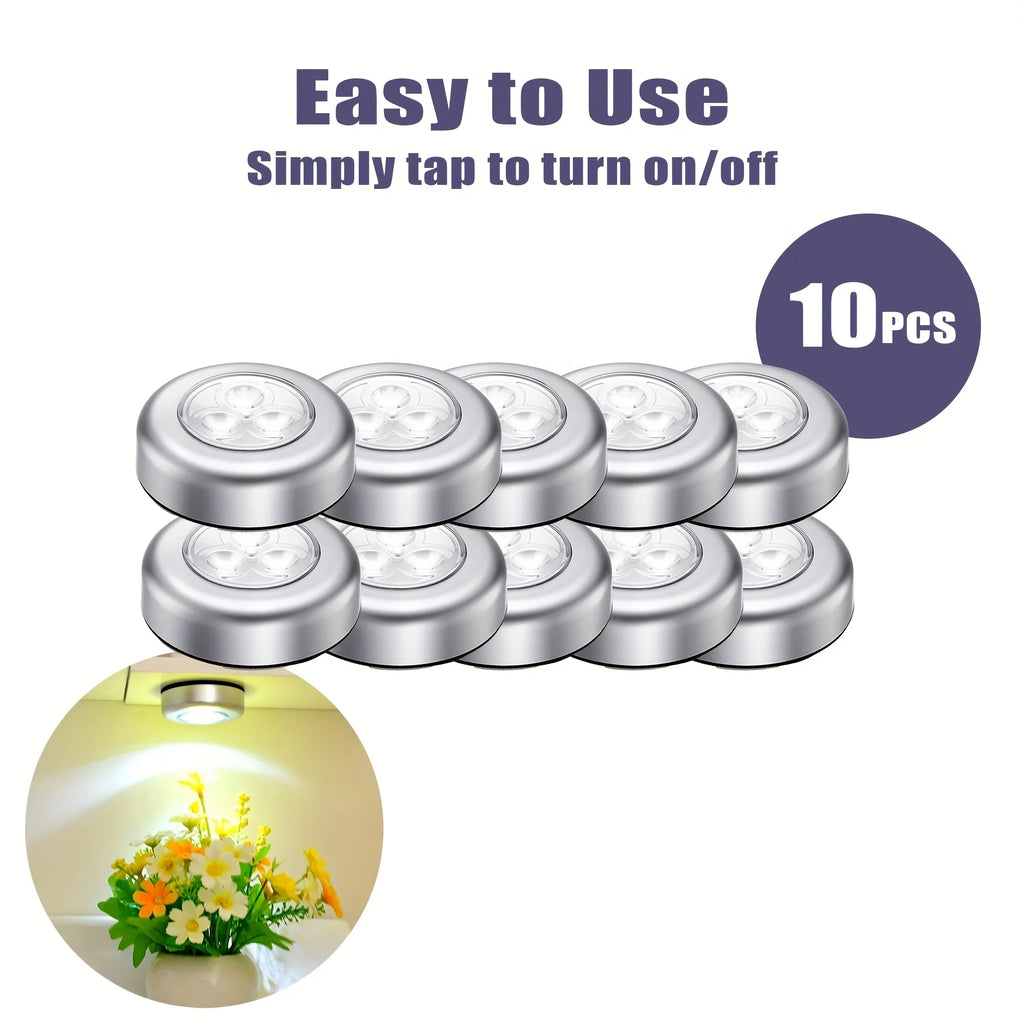 1/4/10 件 Mini Led Night Light, Self Adhesive Push Light Stairs Hallway Closet Kitchen Bedroom, Cabinets, Counters, Hallway