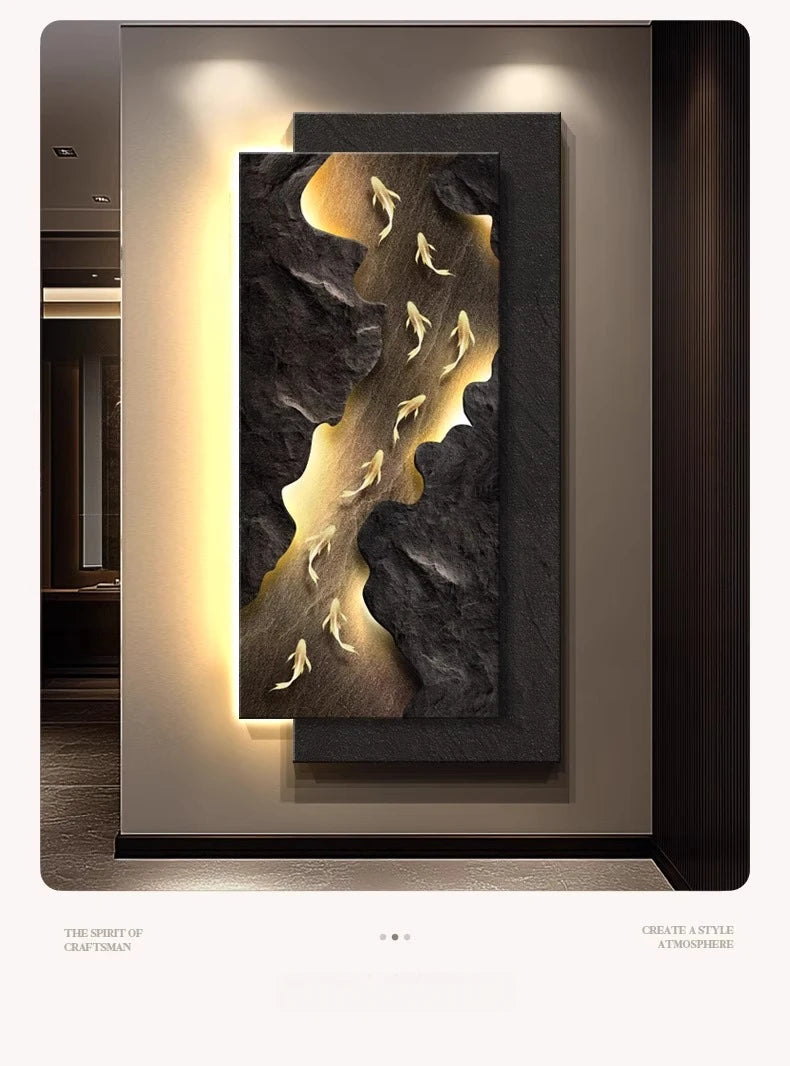 Led, Koi Fish Hanging Art Wall Lamps