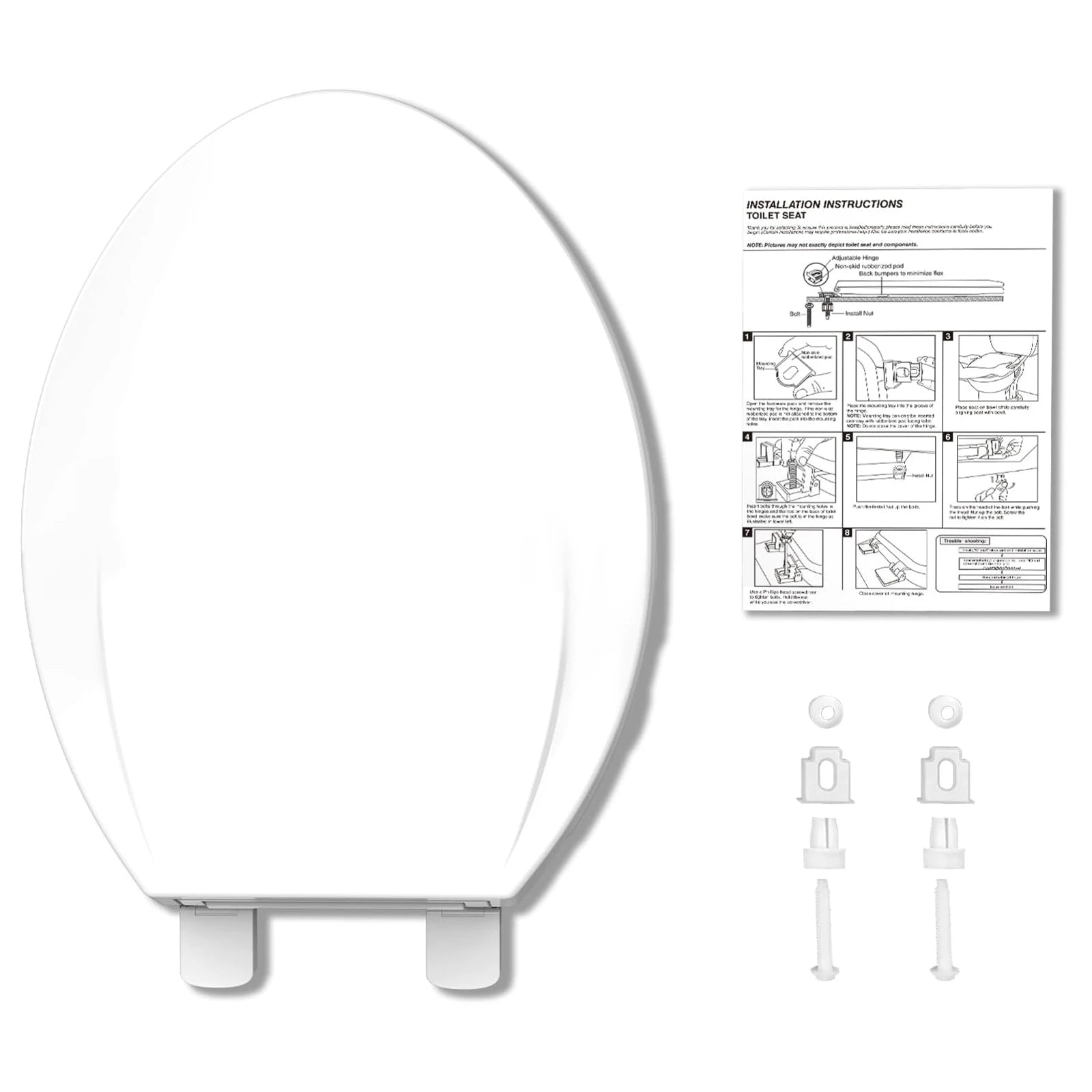 Elongated Toilet Seat, Quick Release-Attach, Soft Close