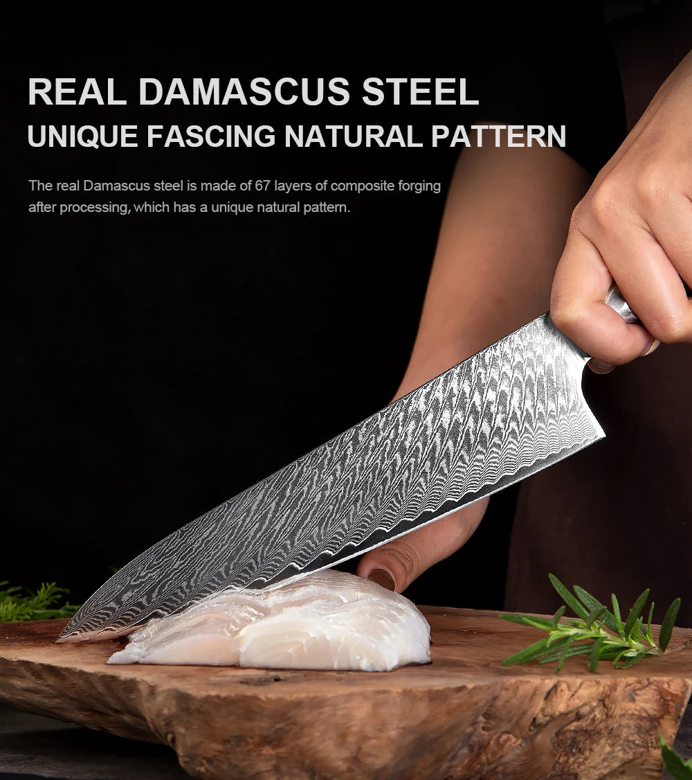 1-9Piece Damascus Steel Kitchen Knives Set