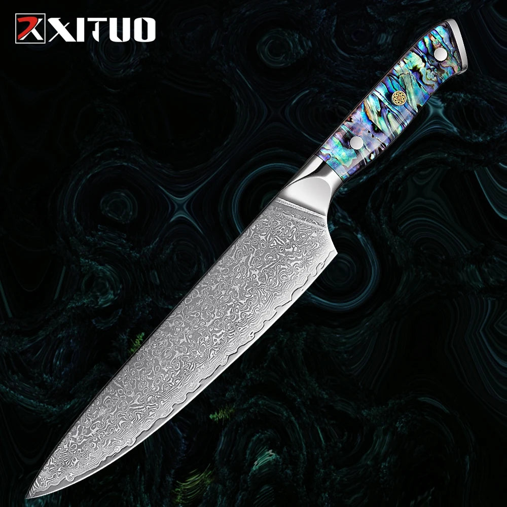 1-9 Pc. Damascus Steel Kitchen Knives Set Abalone Handle