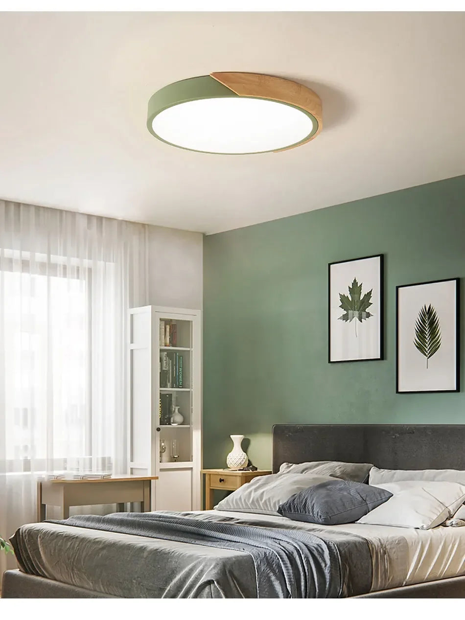 LED Ceiling Light, Wood Plus Multicolors