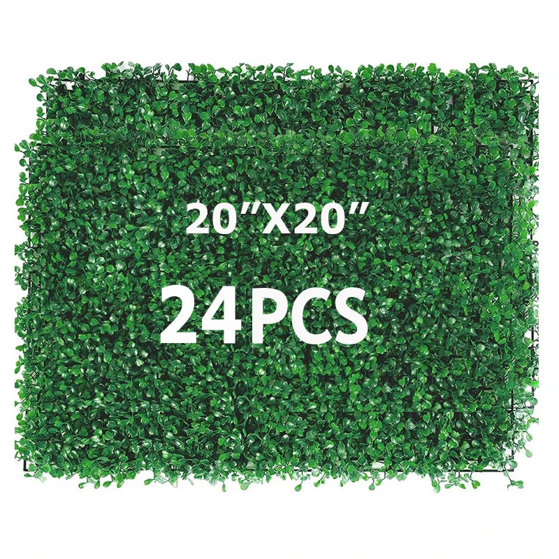 12pcs 24pcs Artificial Plants Grass Wall Panel Boxwood Hedge Greenery Privacy Fence Panel Grass for Indoor Home Garden Wedding