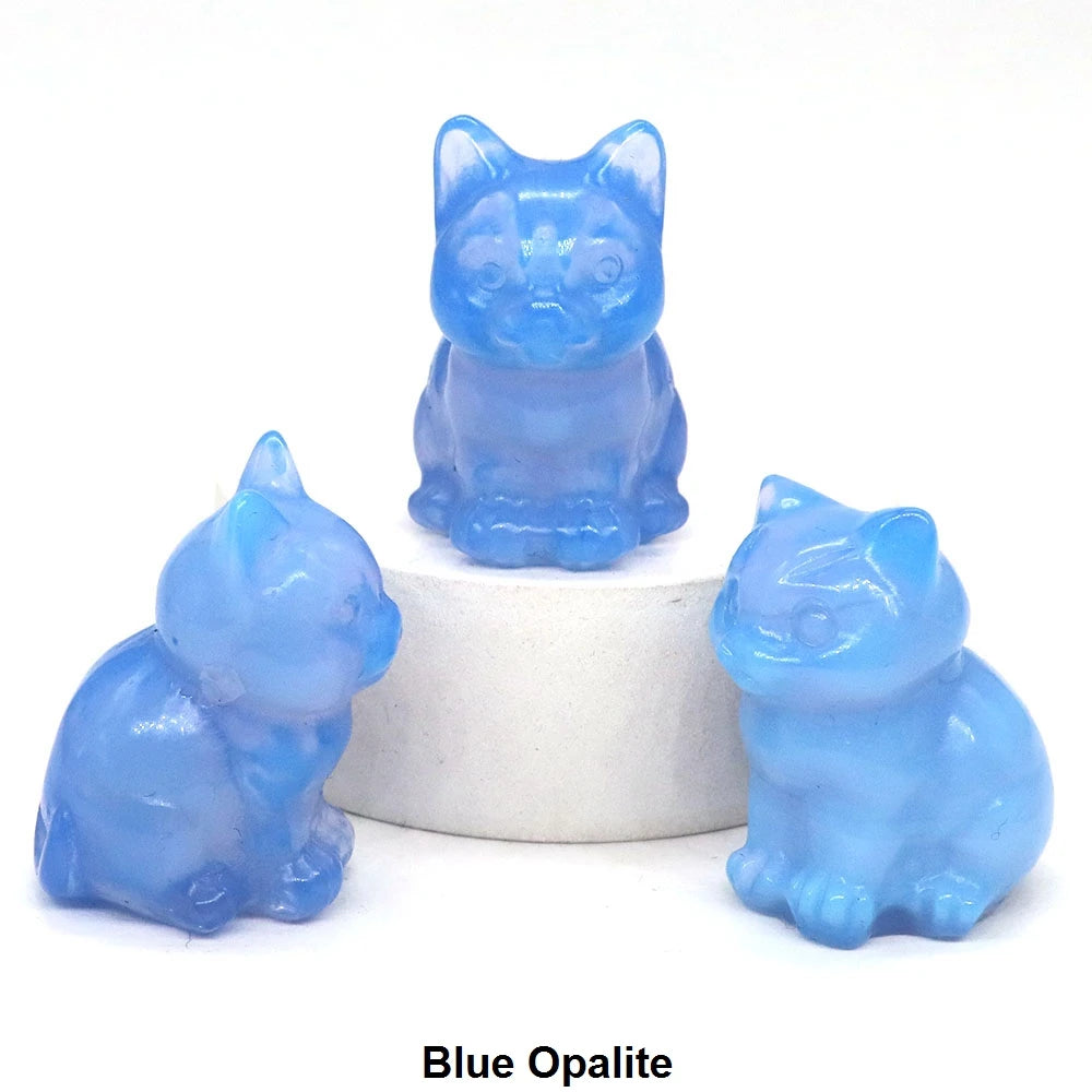 1.2" Mini Hand Carved Animal Kitty Figurine