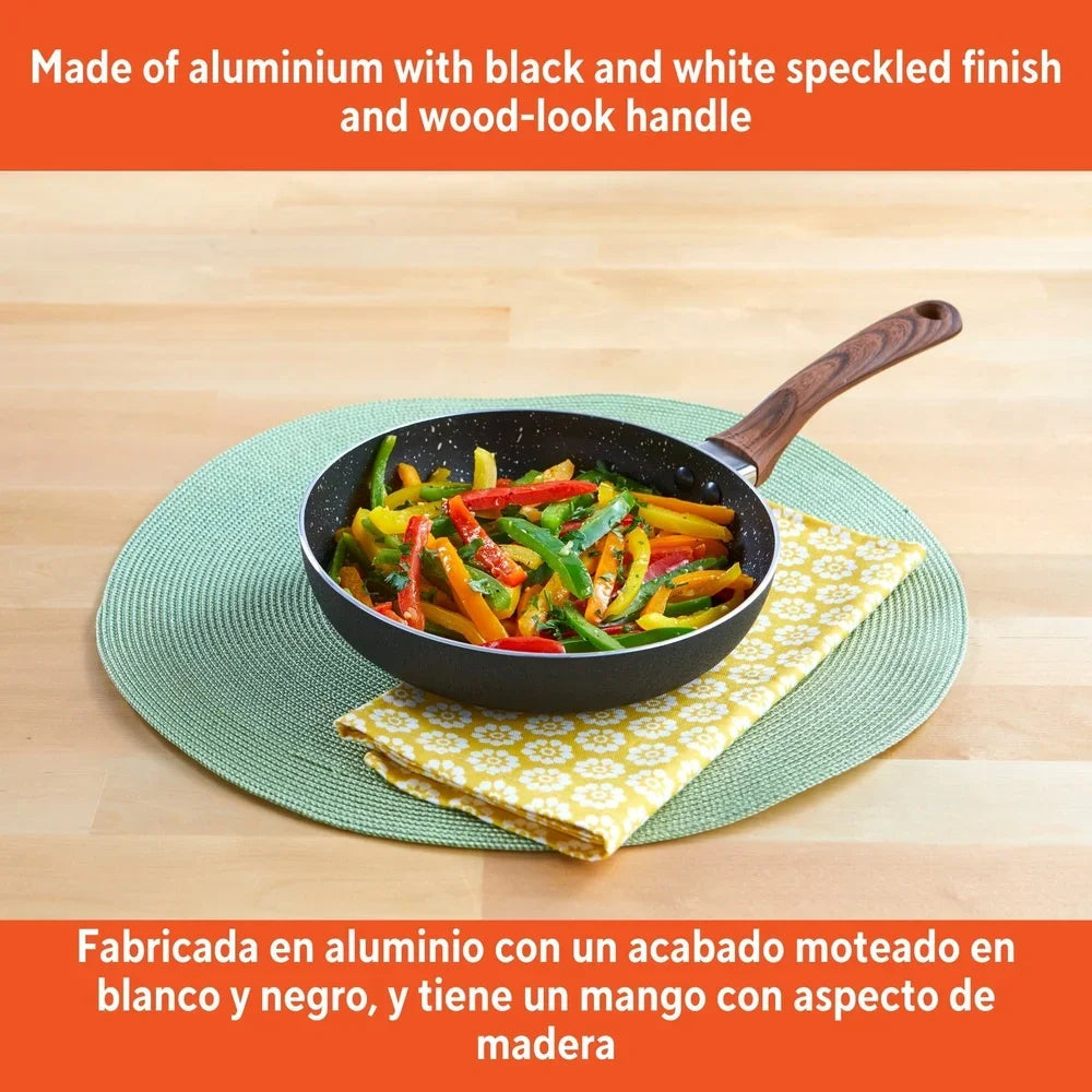 Nonstick Fry Pan Ergonomic Wood Look Handle