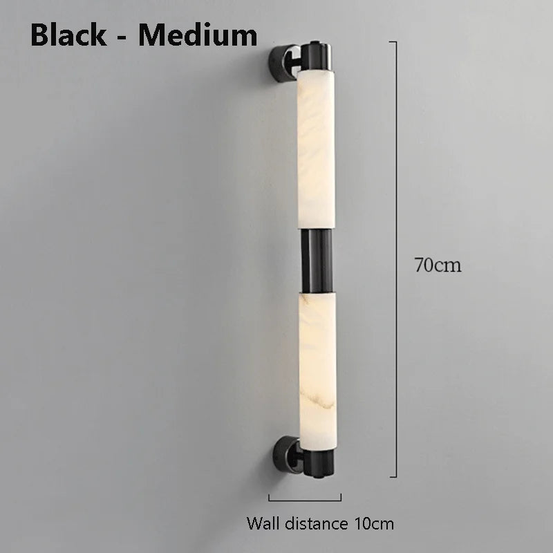 Black, Golden, marble wall lamp, Multiple Lengths