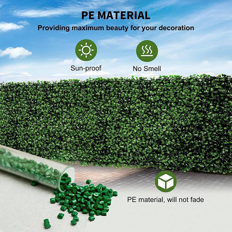 12pcs 24pcs Artificial Plants Grass Wall Panel Boxwood Hedge Greenery Privacy Fence Panel Grass for Indoor Home Garden Wedding