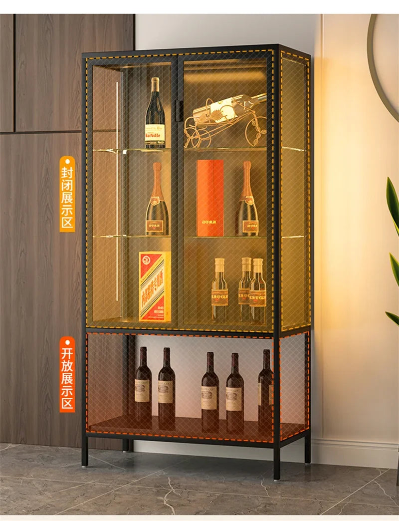 Glass Door Display Cabinet, Minimalist Light