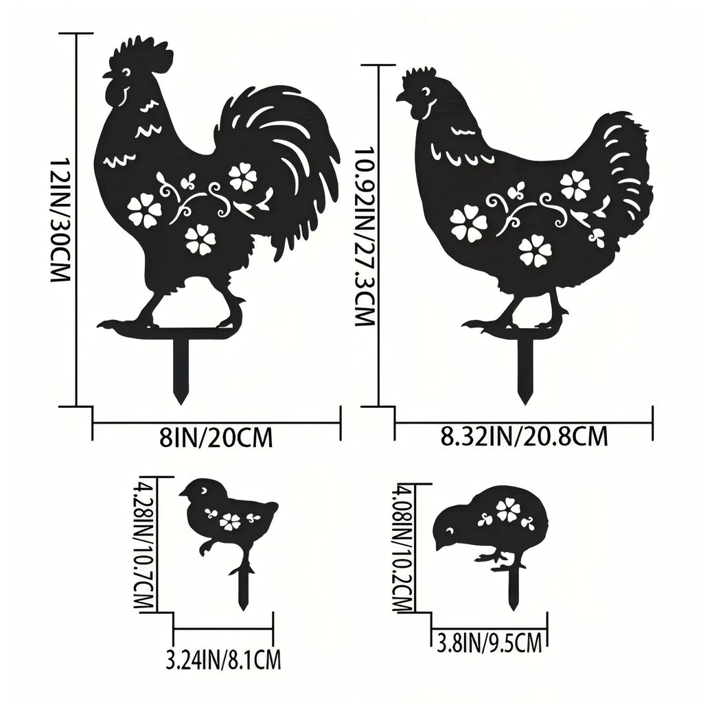 4pc Garden Stakes Chicken Gifts For Chicken Lovers