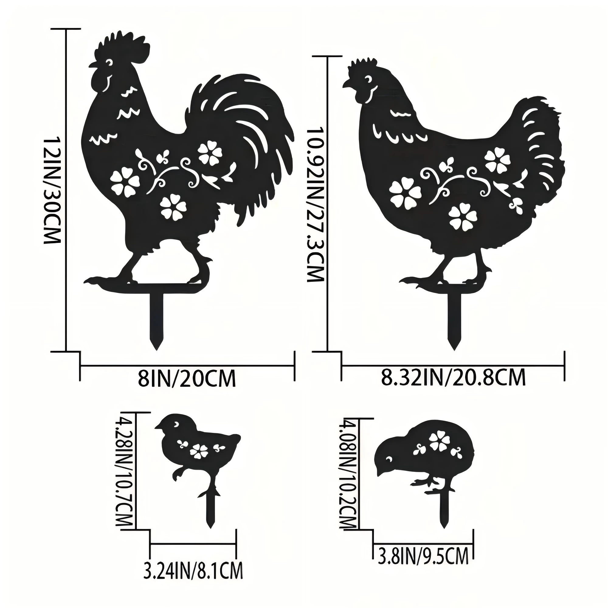 4pc Garden Stakes Chicken Gifts For Chicken Lovers