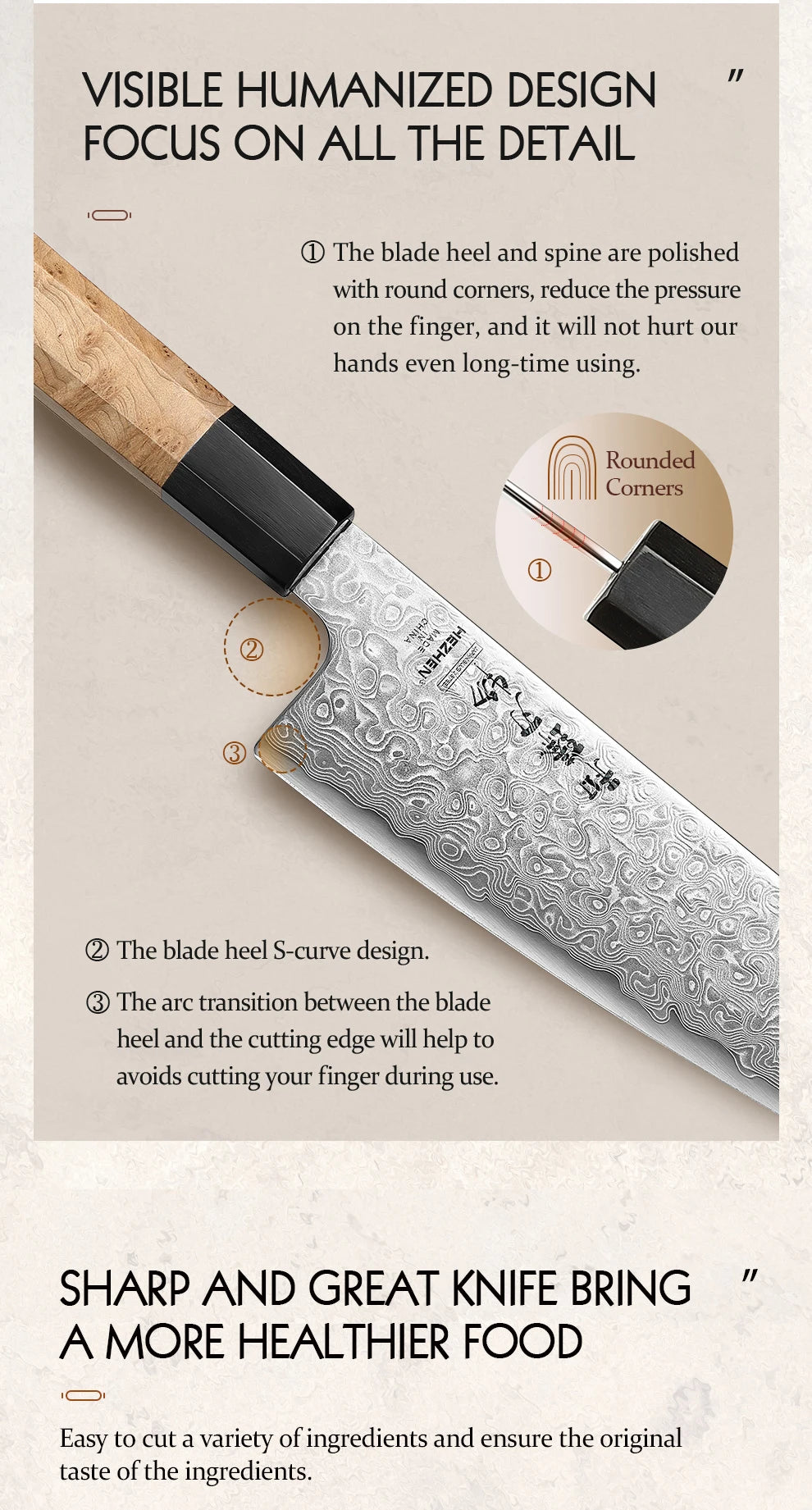 1PC Or 3PC Knife Set Damascus Steel Chef Knives