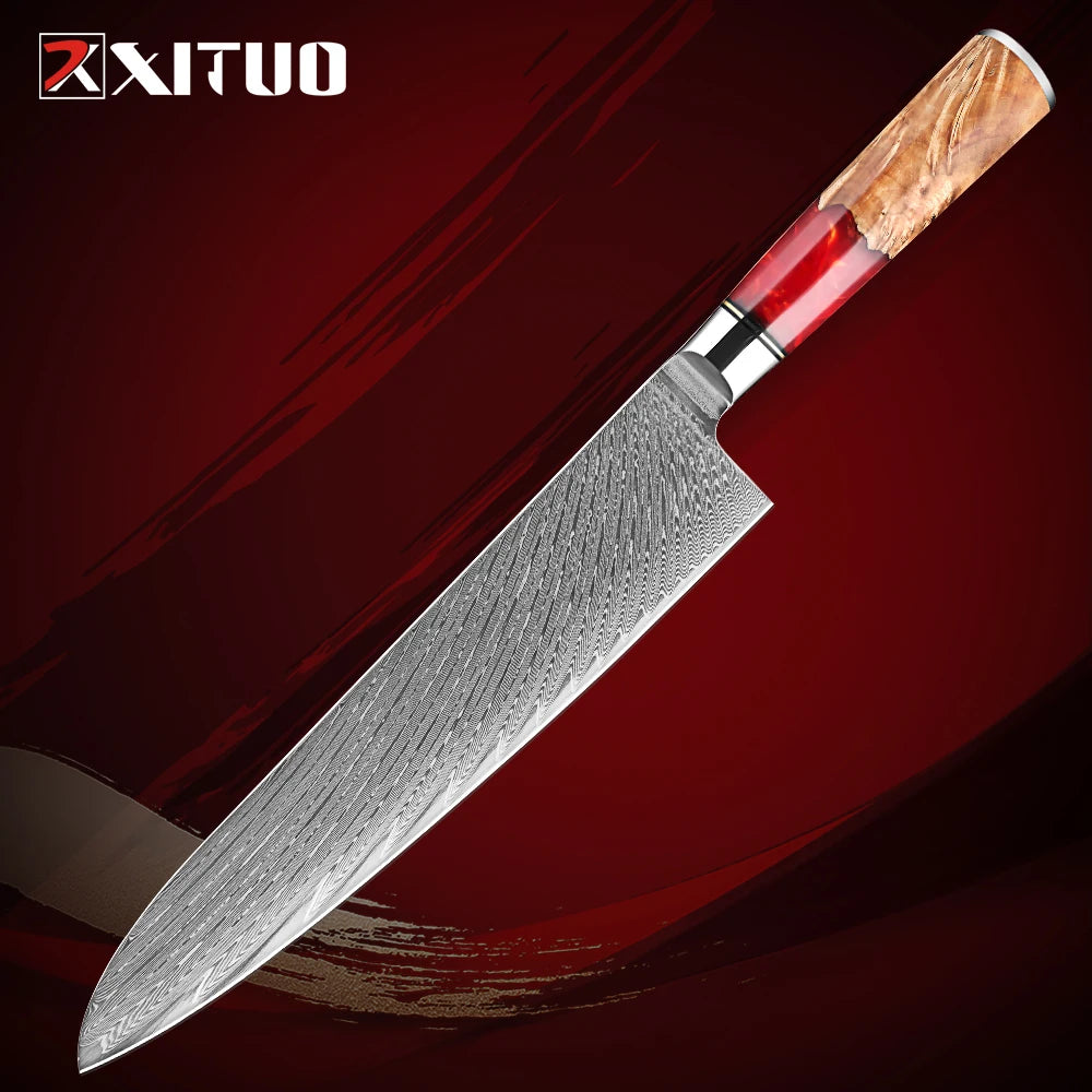 1-9Piece Damascus Steel Kitchen Knives Set