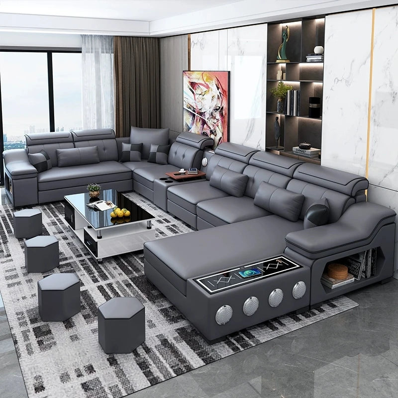 Sectional Sofa, Bluetooth Speakers, USB Charging Ports